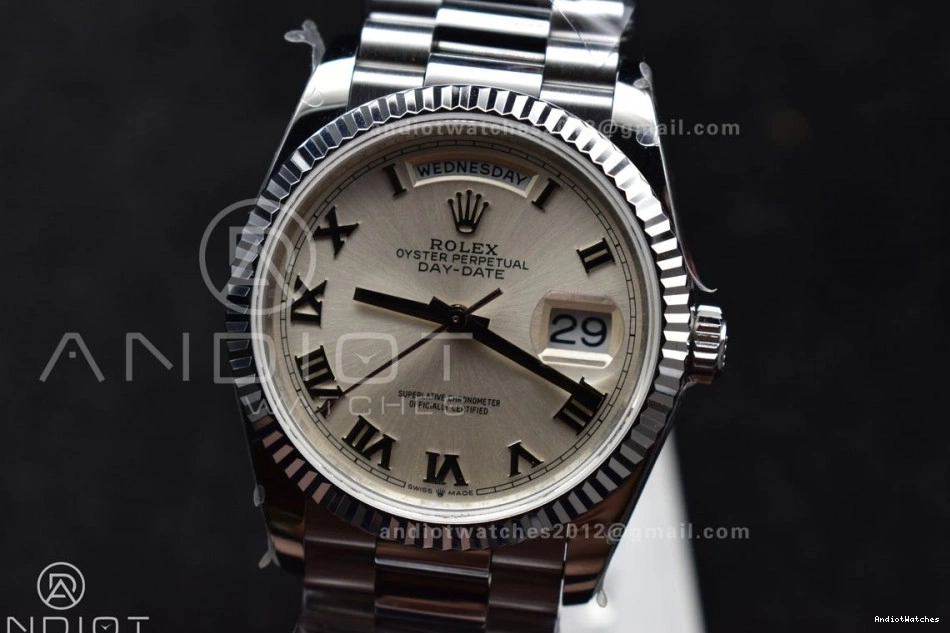 on White (Gain DayDate 688 vr3255 Best Stick V5 President QF 904L SS Dial Roman Weight) Steel Bracelet Unisex 36 Edition 1016